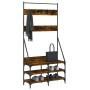 Garderobe mit Schuhregal aus geräucherter Eiche 90x34x184 cm von , Kommoden-Organizer und Bar-Kleiderbügel - Ref: Foro24-8378...