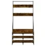 Garderobe mit Schuhregal aus geräucherter Eiche 90x34x184 cm von , Kommoden-Organizer und Bar-Kleiderbügel - Ref: Foro24-8378...