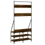 Garderobe mit Schuhregal aus geräucherter Eiche 90x34x184 cm von , Kommoden-Organizer und Bar-Kleiderbügel - Ref: Foro24-8378...
