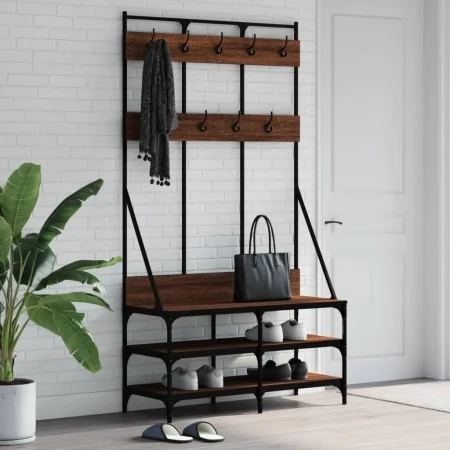 Perchero con zapatero roble marrón 100x40x184 cm by , Dresser Organizers and Bar Hangers - Ref: Foro24-837841, Price: 99,64 €...
