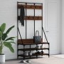 Garderobe mit Schuhregal aus brauner Eiche 100x40x184 cm von , Kommoden-Organizer und Bar-Kleiderbügel - Ref: Foro24-837841, ...