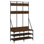 Garderobe mit Schuhregal aus brauner Eiche 100x40x184 cm von , Kommoden-Organizer und Bar-Kleiderbügel - Ref: Foro24-837841, ...