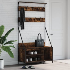 Perchero con zapatero roble ahumado 100x41x184 cm by , Dresser Organizers and Bar Hangers - Ref: Foro24-837869, Price: 88,25 ...