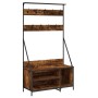Garderobe mit Schuhregal, Eichenholz in Rauchoptik, 100x41x184 cm. von , Kommoden-Organizer und Bar-Kleiderbügel - Ref: Foro2...
