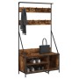 Garderobe mit Schuhregal, Eichenholz in Rauchoptik, 100x41x184 cm. von , Kommoden-Organizer und Bar-Kleiderbügel - Ref: Foro2...