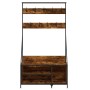 Garderobe mit Schuhregal, Eichenholz in Rauchoptik, 100x41x184 cm. von , Kommoden-Organizer und Bar-Kleiderbügel - Ref: Foro2...