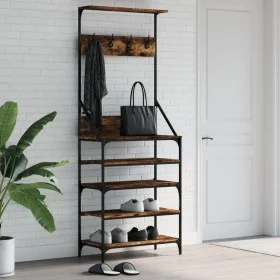 Perchero con zapatero roble ahumado 70x34x184 cm by , Dresser Organizers and Bar Hangers - Ref: Foro24-837874, Price: 76,90 €...