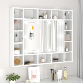 Mueble con espejo y LED blanco brillante 91x15x76,5 cm en Tocadores de baño | Comprar online en Foro24