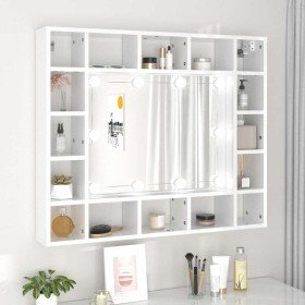 Mueble con espejo y LED blanco brillante 91x15x76,5 cm en Tocadores de baño | Comprar online en Foro24