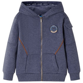 Kinderhoodie mit dunkelblauer Melange-Kapuze und Reißverschluss, Größe 104. von , Kinder-T-Shirts - Ref: Foro24-12950, Preis:...