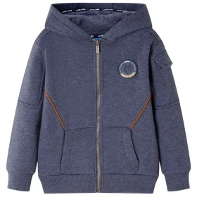 Kinderhoodie mit dunkelblauer Melange-Kapuze und Reißverschluss, Größe 104. von , Kinder-T-Shirts - Ref: Foro24-12950, Preis:...