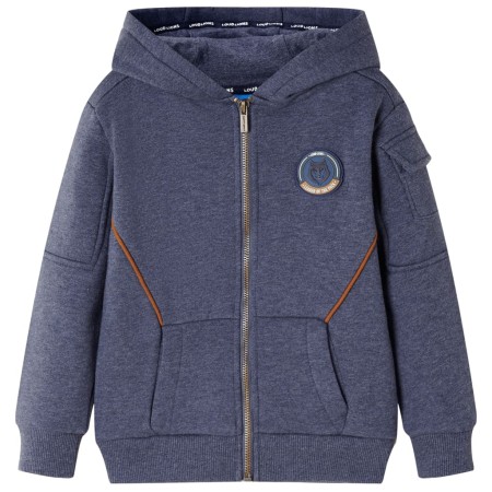 Sudadera infantil con capucha y cremallera azul oscuro mélange 104 by , Kids T-shirts - Ref: Foro24-12950, Price: 15,11 €, Di...