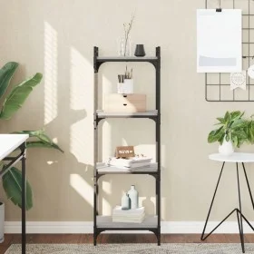 Bücherregal mit 4 Regalen aus grauem Sonoma-Ingenieurholz, 40x30x120 cm. von , Bücherregale und Regale - Ref: Foro24-837635, ...