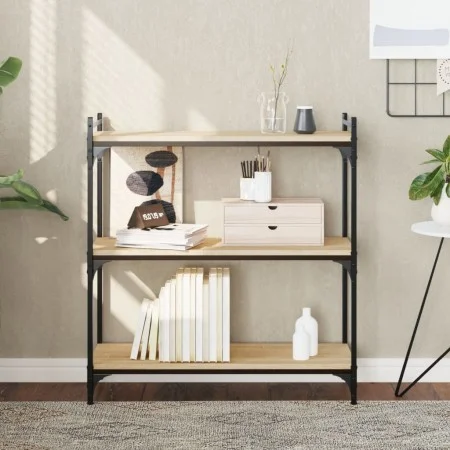 Librería 3 estantes madera ingeniería roble Sonoma 80x30x86 cm de , Librerías y estanterías - Ref: Foro24-837668, Precio: 46,...