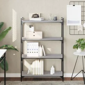 Librería 4 estantes madera ingeniería gris Sonoma 80x30x120 cm by , Bookcases and shelves - Ref: Foro24-837675, Price: 58,93 ...