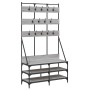 Grauer Garderobenständer mit Schuhregal Sonoma 100x40x184 cm von , Kommoden-Organizer und Bar-Kleiderbügel - Ref: Foro24-8378...