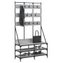 Grauer Garderobenständer mit Schuhregal Sonoma 100x40x184 cm von , Kommoden-Organizer und Bar-Kleiderbügel - Ref: Foro24-8378...
