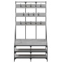 Grauer Garderobenständer mit Schuhregal Sonoma 100x40x184 cm von , Kommoden-Organizer und Bar-Kleiderbügel - Ref: Foro24-8378...