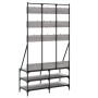 Grauer Garderobenständer mit Schuhregal Sonoma 100x40x184 cm von , Kommoden-Organizer und Bar-Kleiderbügel - Ref: Foro24-8378...