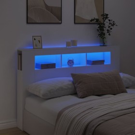 Cabecero con LED madera de ingeniería blanco 160x18,5x103,5 cm