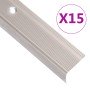 Perfiles de peldaños forma de L 15 uds aluminio champán 100 cm