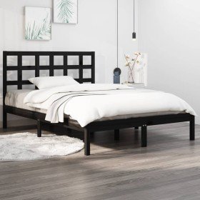 Estructura de cama de madera maciza negra 140x190 cm Estructura de cama de madera maciza negra 140x190 cm