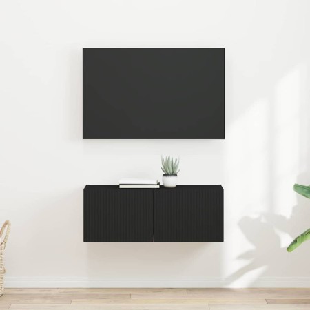 Mueble de TV Montado en la Pared 2 pcs Negro 60 x 31 x 29.5 cm