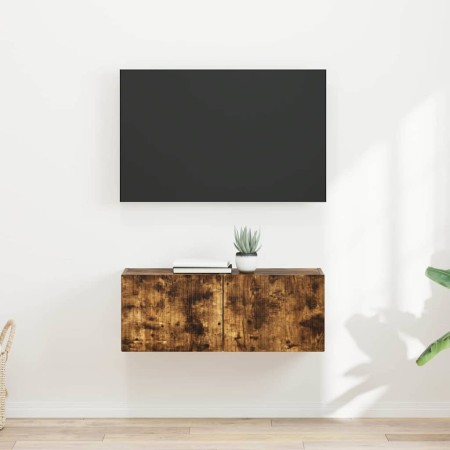 Mueble de TV Montado en la Pared 2 pcs Roble ahumado