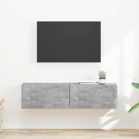 Mueble de TV Montado en la Pared 2 pcs Concreto