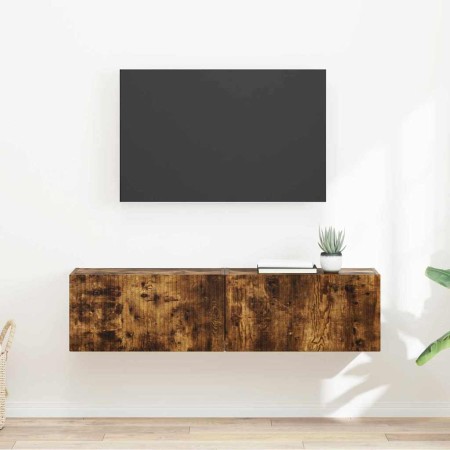 Mueble de TV Montado en la Pared 2 pcs Roble ahumado