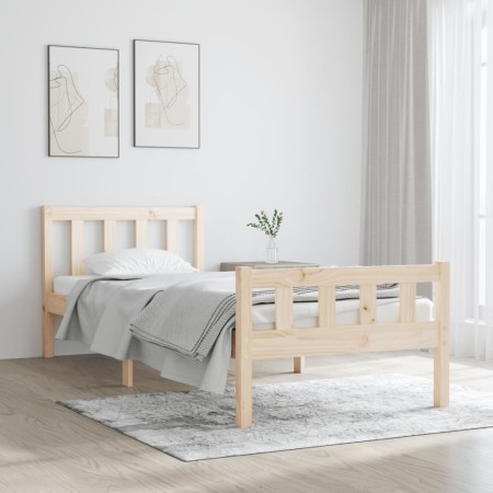 Solid wood bed frame 75x190 cm by , Beds and slatted bases - Ref: Foro24-810639, Price: 93,46 €, Discount: %