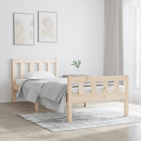 Estructura de cama madera maciza 75x190 cm de , Camas y somieres - Ref: Foro24-810639, Precio: 93,46 €, Descuento: %