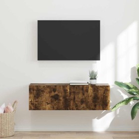 Mueble de TV Montado en la Pared Roble ahumado