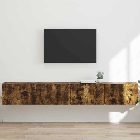 Mueble de TV Montado en la Pared 2 pcs Roble ahumado en Muebles TV | Comprar online en Foro24