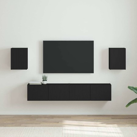 Mueble de TV Montado en la Pared 2 pcs Negro 30 x 31 x 40 cm en Muebles TV | Comprar online en Foro24