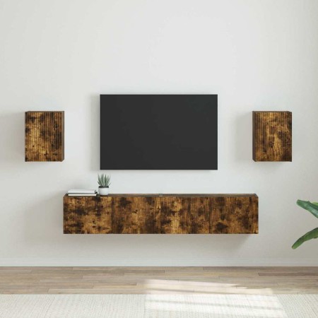 Mueble de TV Montado en la Pared 2 pcs Roble ahumado en Muebles TV | Comprar online en Foro24