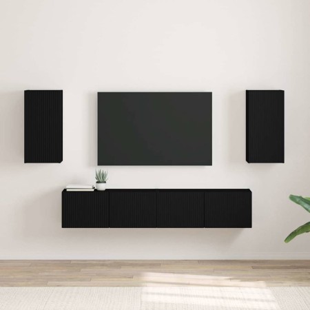 Mueble de TV Montado en la Pared 2 pcs Negro 30 x 31 x 60 cm