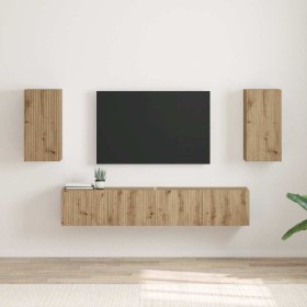 Mueble de TV Montado en la Pared 2 pcs Roble Artesanal en Muebles TV | Comprar online en Foro24