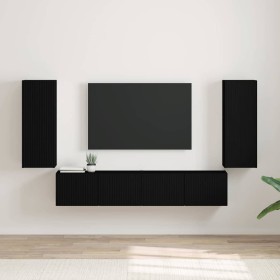 Mueble de TV Montado en la Pared 2 pcs Negro 30 x 31 x 80 cm en Muebles TV | Comprar online en Foro24