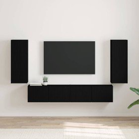 Mueble de TV Montado en la Pared 2 pcs Negro 30 x 31 x 80 cm en Muebles TV | Comprar online en Foro24