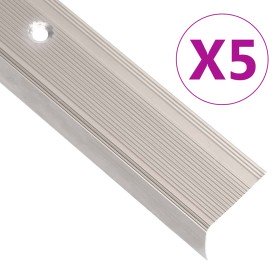 Perfiles de peldaños forma de L 5 uds aluminio champán 100 cm