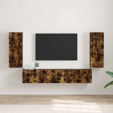 Mueble de TV Montado en la Pared 2 pcs Roble ahumado