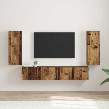 Mueble de TV Montado en la Pared 2 pcs Madera Vieja