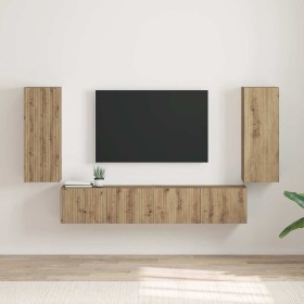 Mueble de TV Montado en la Pared 2 pcs Roble Artesanal