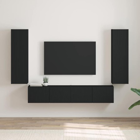 Mueble de TV Montado en la Pared 2 pcs Negro 30 x 31 x 100 cm en Muebles TV | Comprar online en Foro24