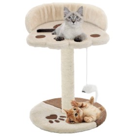 Rascador para gatos con poste de sisal 40 cm beige y marrón