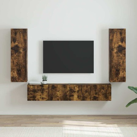 Mueble de TV Montado en la Pared 2 pcs Roble ahumado