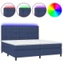 Box spring bed mattress and LED lights blue fabric 200x200 cm by , Beds and slatted bases - Ref: Foro24-3135227, Price: 670,7...
