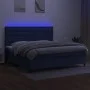 Box spring bed mattress and LED lights blue fabric 200x200 cm by , Beds and slatted bases - Ref: Foro24-3135227, Price: 670,7...