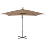 Sombrilla voladiza con palo de acero 250x250 cm gris topo de vidaXL, Sombrillas - Ref: Foro24-44880, Precio: 167,02 €, Descue...